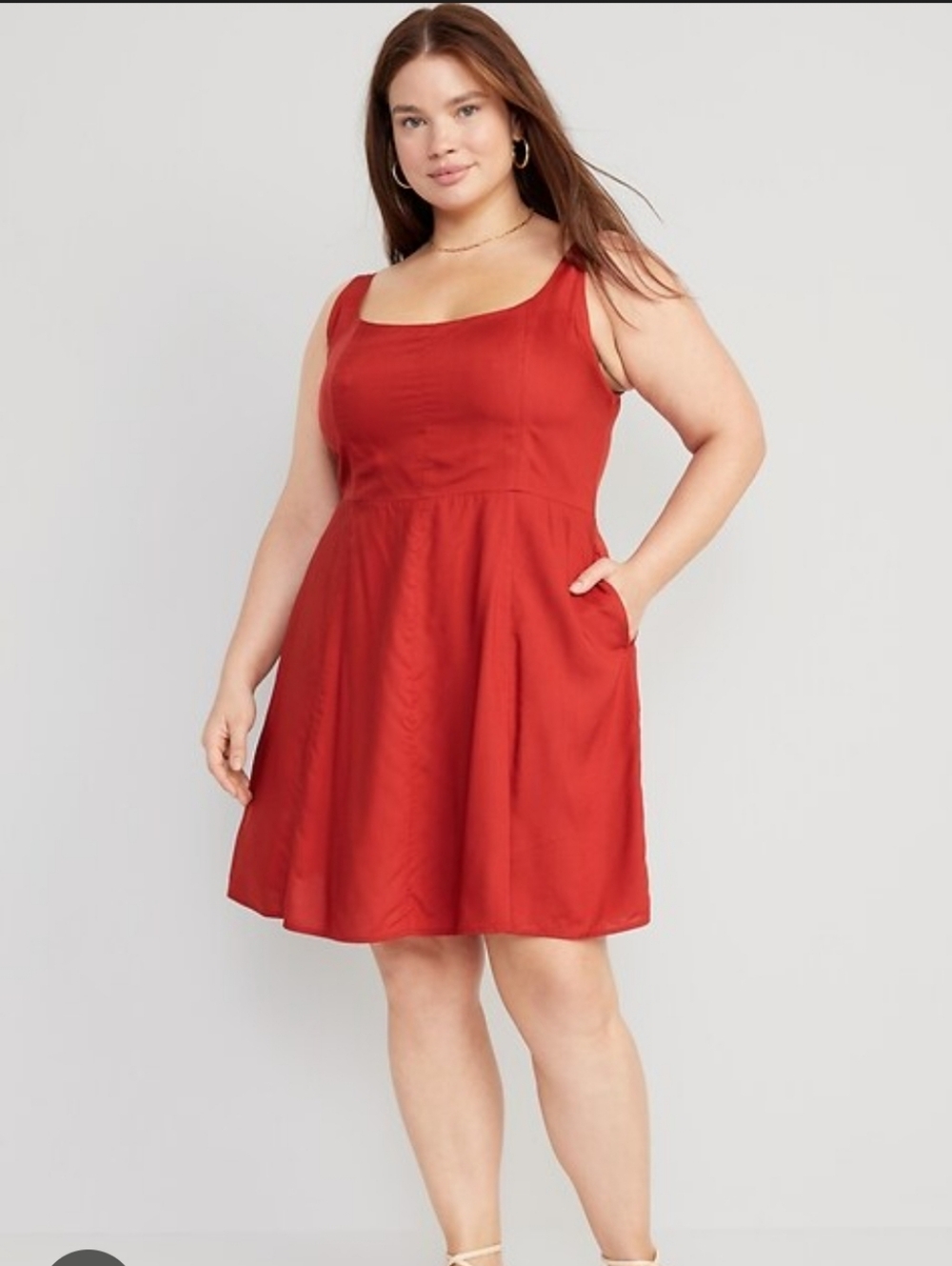 ☀️OLD NAVY Summer Classic Square-Neck Red Sundress. Sz XL